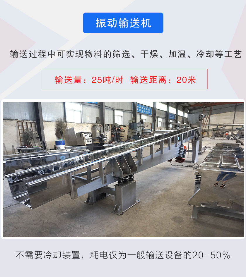 輸送過(guò)程中可實(shí)現(xiàn)物料的篩選、干燥、加溫、冷卻等工藝